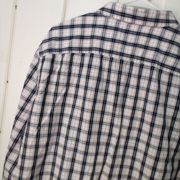 Perry Ellis America Shirt Men XL Button Down Long Sleeve Plaid White Black - Picture 13 of 15